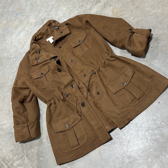 Chico’s brand  brown polyester snap up front jacket / Size 0 / V-73‎ - Picture 2 of 6